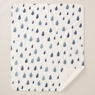 Manta Sherpa Lluvia. Patrón transparente de acuarela. Indigo ra
