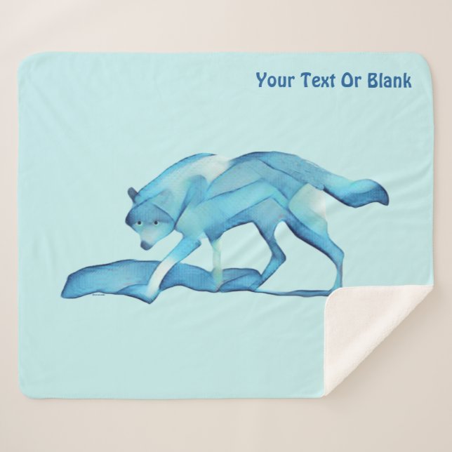 Manta Sherpa Lobo Azul En Nieve (Anverso (horizontal))