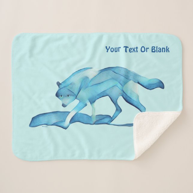 Manta Sherpa Lobo Azul En Nieve (Anverso (horizontal))