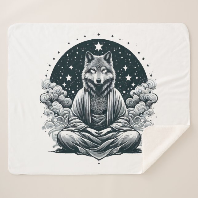 Manta Sherpa Lobo Consciente (Anverso (horizontal))