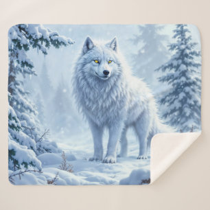 Manta Sherpa Lobo de nieve salvaje depredador naturaleza arte d