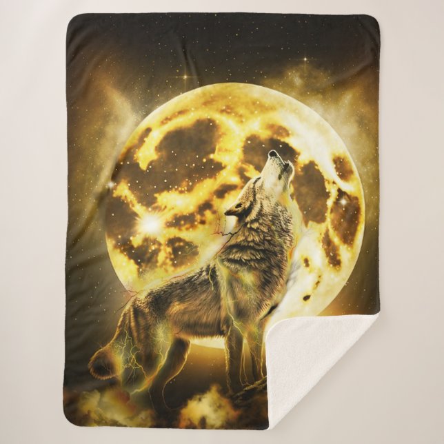 Manta Sherpa Lobo dorado (Anverso)