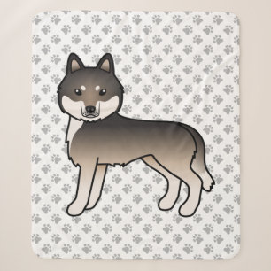 Manta Sherpa Lobo oscuro gris Husky siberiano perro de dibujos