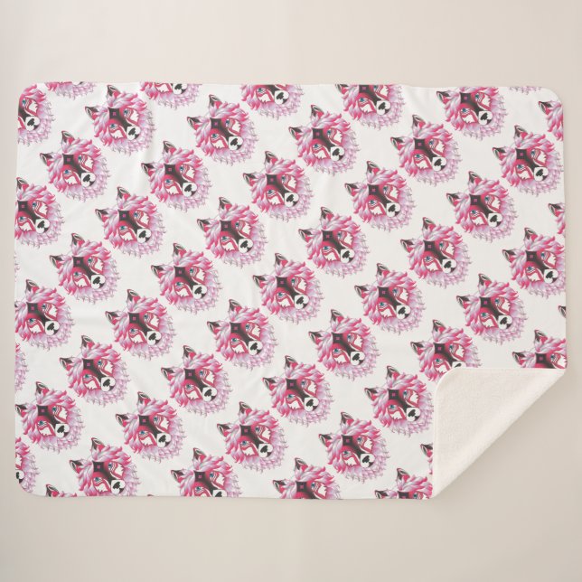 Manta Sherpa Lobos rosados (Anverso (horizontal))