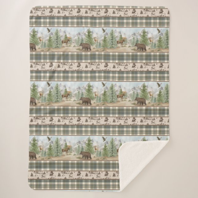 Manta Sherpa Lodge Bear Plaid (Anverso)