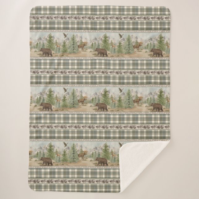 Manta Sherpa Lodge Bear Plaid (Anverso)