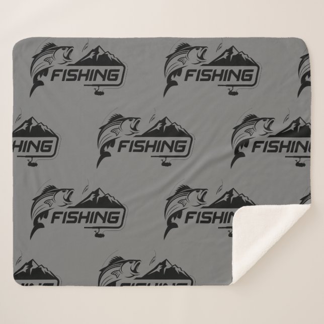 Manta Sherpa Logo de pesca Fisher Hobby Fish arte gráfico (Anverso (horizontal))