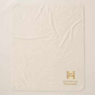 Manta Sherpa Logotipo corporativo de crema beige regalo de text