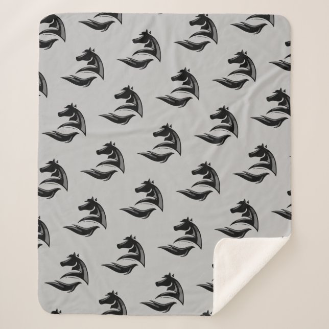 Manta Sherpa Logotipo de silueta para caballos Arte gráfico (Anverso)