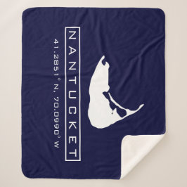 Manta Sherpa Logotipo del mapa de Nantucket Island Fuzzy Sherpa