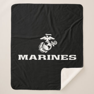 Manta Sherpa Logotipo USMC apilado - blanco