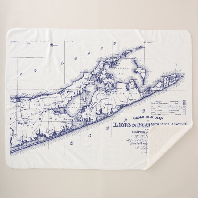 Manta Sherpa Long Island El Mapa De Hamptons (Anverso (horizontal))