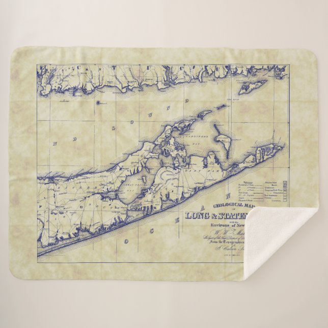 Manta Sherpa Long Island El Mapa Hamptons Molesto (Anverso (horizontal))