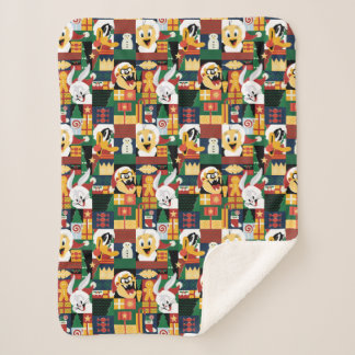 Manta Sherpa LOONEY TUNES™Patrón de bloques de vacaciones