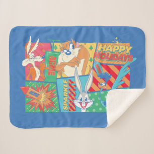 Manta Sherpa LOONEY TUNES™   Patrón de vacaciones felices