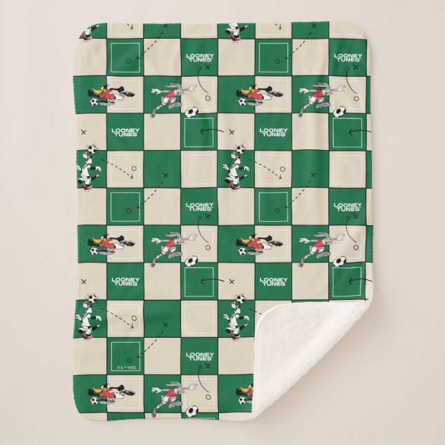 Manta Sherpa LOONEY TUNES™ Soccer Grid Pattern (Anverso)