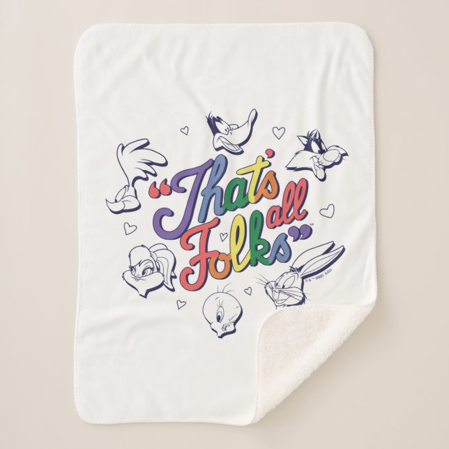 Manta Sherpa LOONEY TUNES™ - ¡Todos son amigos! Insignia del or (Anverso)