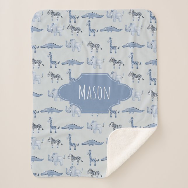 Manta Sherpa Los chicos adornan los animales azerbaiyanos (Anverso)