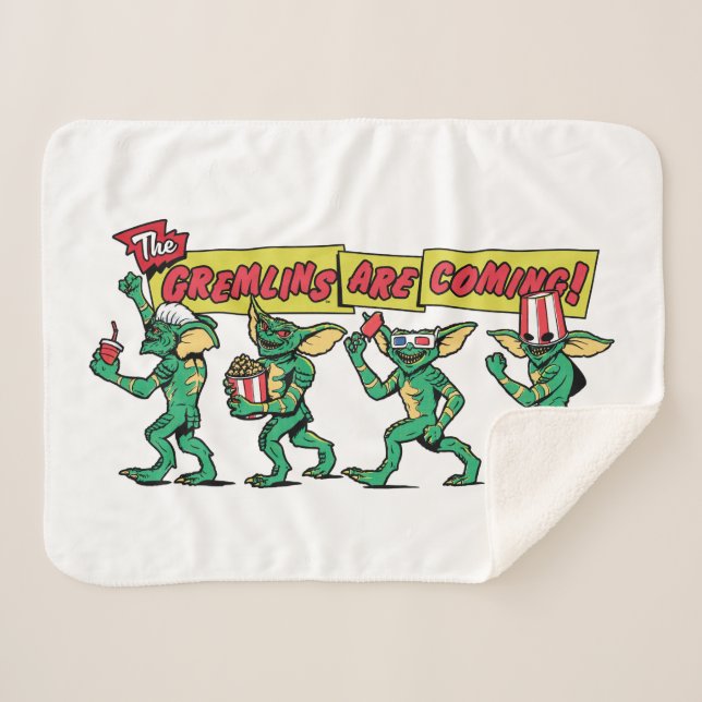 Manta Sherpa Los Gremlins™ Están Llegando (Anverso (horizontal))