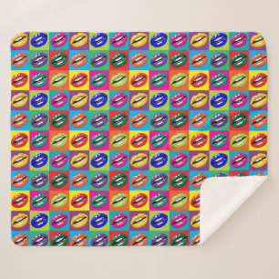 Manta Sherpa Los Lips de la Retro 60 Pop Cultura Art Deco Sherp