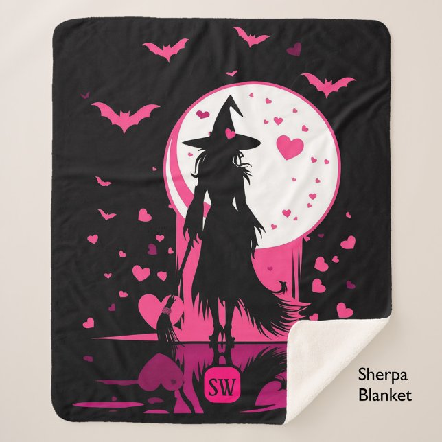Manta Sherpa Los mágicos corazones rosados góticos sean mi bruj (Subido por el creador)