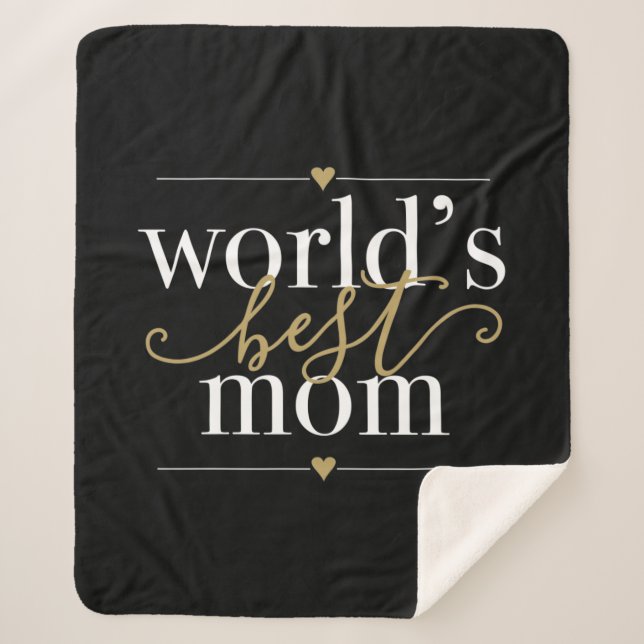Manta Sherpa Los Mundos Modernos Mejor Mamá Elegante Negro Y Or (Anverso)