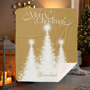 Manta Sherpa Los Navidades de la abuela dan un blanco dorado co
