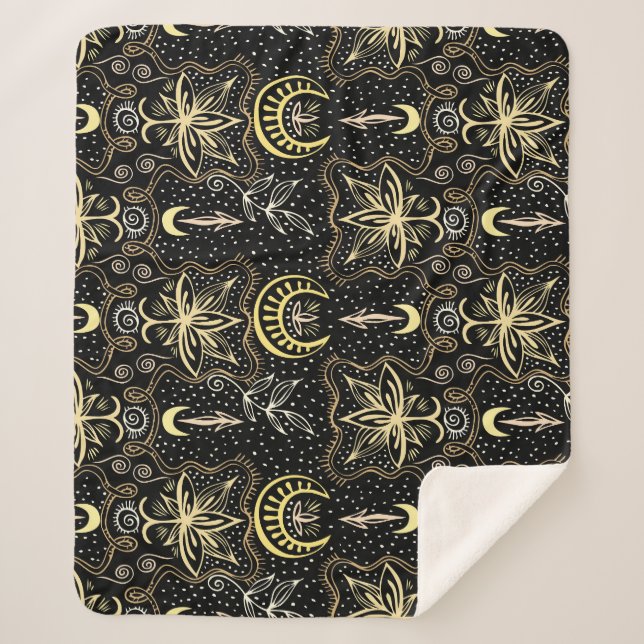 Manta Sherpa Loto Gold: Elegancia Vintage Crescent. (Anverso)