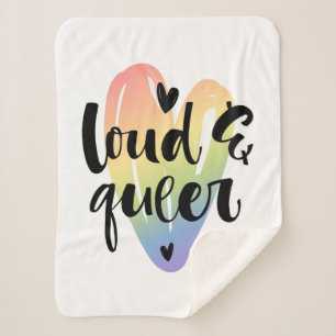 Manta Sherpa Loud & Queer   Corazón acuarela