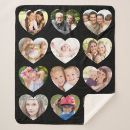 Manta Sherpa Love 12 Photo Heart Collage Black