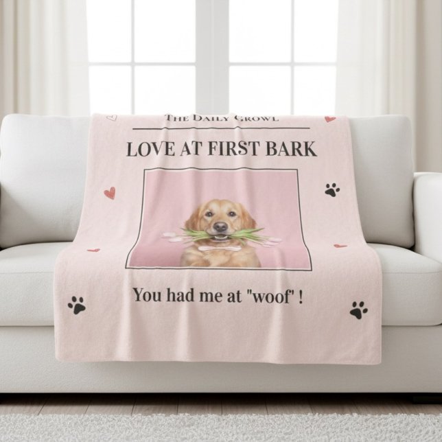 Manta Sherpa Love at First Bark Personalized Dog (Subido por el creador)