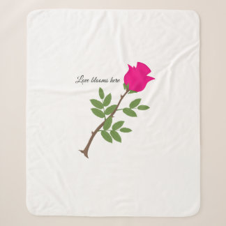 Manta Sherpa Love Blooms Here Retro Pink Rose Sherpa Blanket