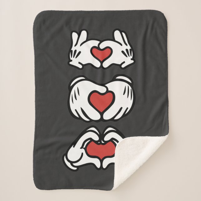 Manta Sherpa Love Red Heart Mouse Hands (Anverso)