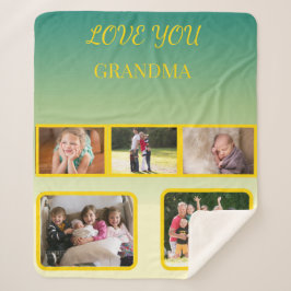 Manta Sherpa Love You Grandma Collage with Gold Script