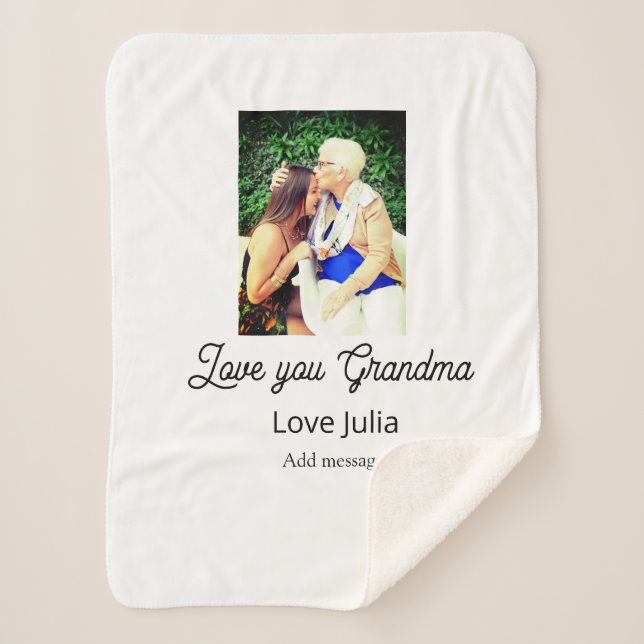 Manta Sherpa Love you Grandma photo name love message grandkids (Anverso)