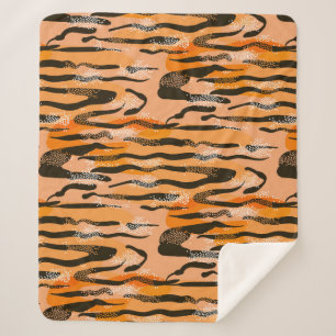 Manta Sherpa Lovely seamless tiger pattern,peach colour
