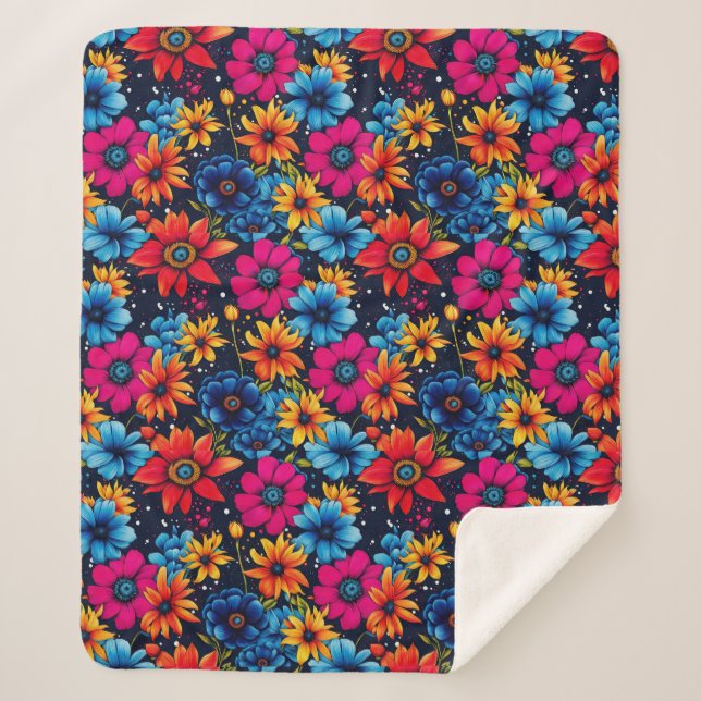 Manta Sherpa Lovely Sweety Flores y Rosas (Anverso)