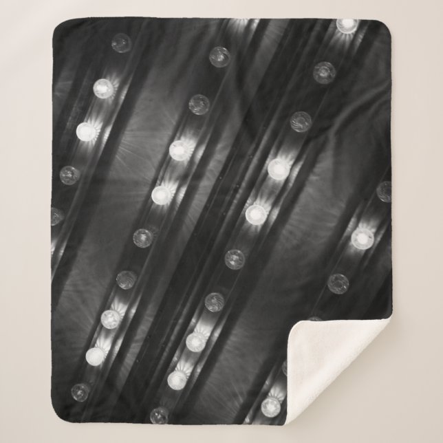 Manta Sherpa Luces Twinkle en blanco y negro (Anverso)