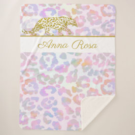 Manta Sherpa *~* Lugares de tinte del leopardo dorado Pastel