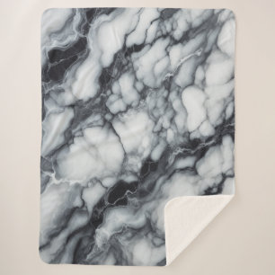 Manta Sherpa Lujosa funda de plástico blanco y negro