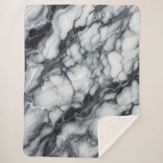 Manta Sherpa Lujosa funda de plástico blanco y negro