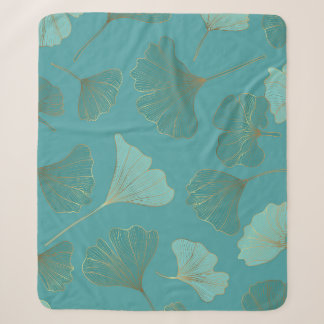 Manta Sherpa Lujoso Ginkgo de oro, papel pintado.