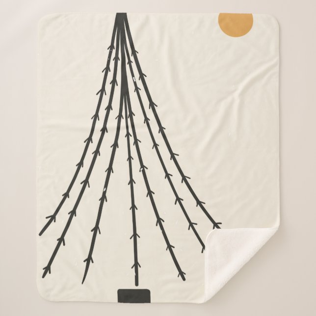 Manta Sherpa Luna de árbol abstracto (Anverso)