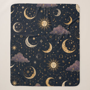 Manta Sherpa Luna y Estrellas Celestiales Astrología Boho Sin C