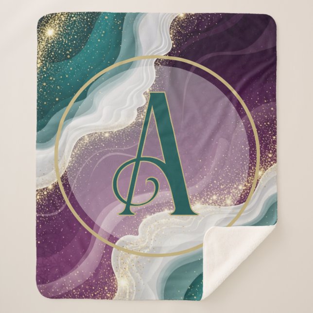 Manta Sherpa Luxury Gold Glitter Marble Pattern (Anverso)