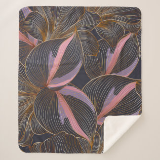 Manta Sherpa Luxury golden seamless floral background with trop