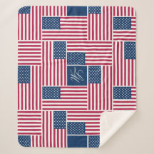 M Monograma Patriótico Bandera Americana Americano