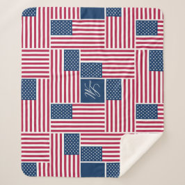 Manta Sherpa M Monograma Patriótico Bandera Americana Americano