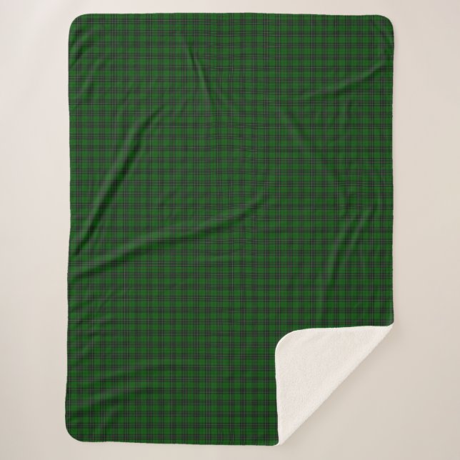 Manta Sherpa MacLean Tartan Green y Black Plaid (Anverso)