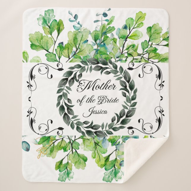 Manta Sherpa Madre de la novia acuarela oliage victoriano (Anverso)